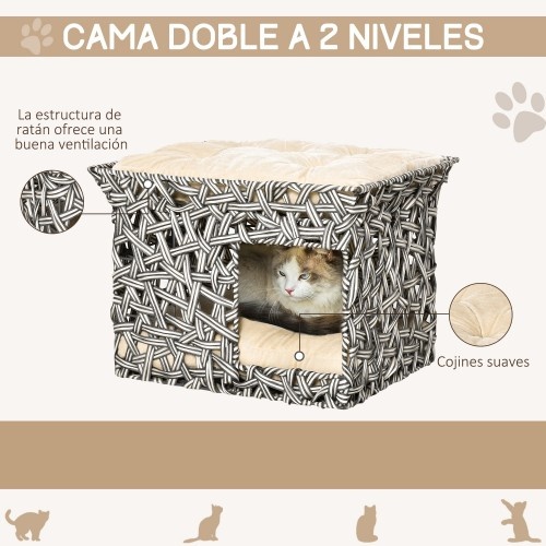 Cama de dois andares para gatos PawHut, multicolorida