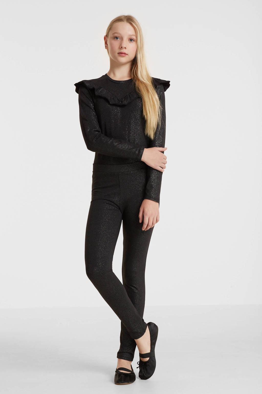 anytime legging zwart/zilver