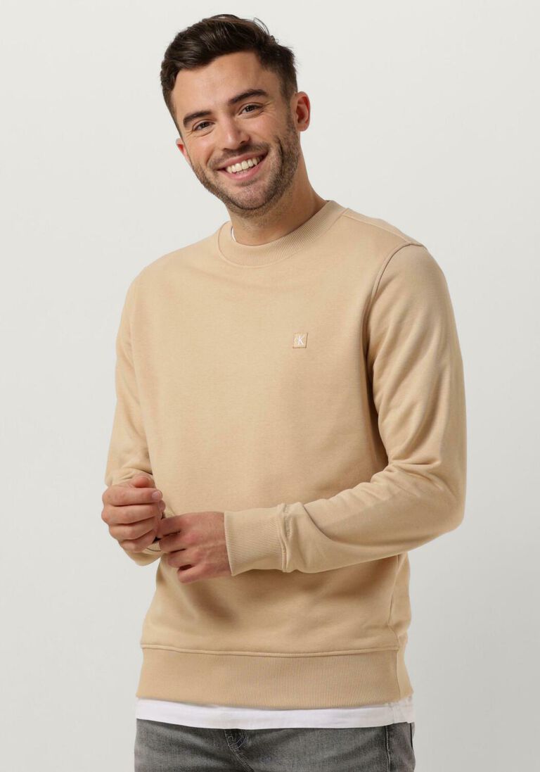 CALVIN KLEIN zand calvin klein trui ck embro badge crew neck