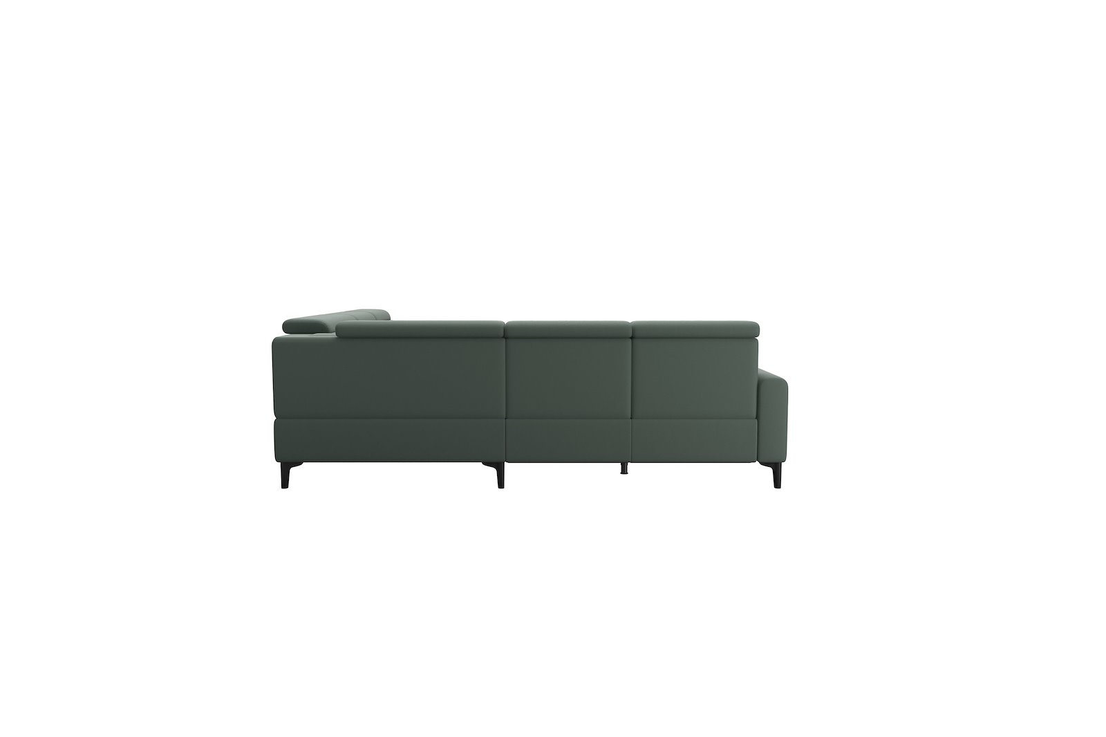 Anna C21 (PMCMM) med åpen ende høyre Hud Paloma Sage Green med A1 arm og polerte organiske sort alu ben, 14 cm. (Power-Manual-CornerManual-Manual-Manual)