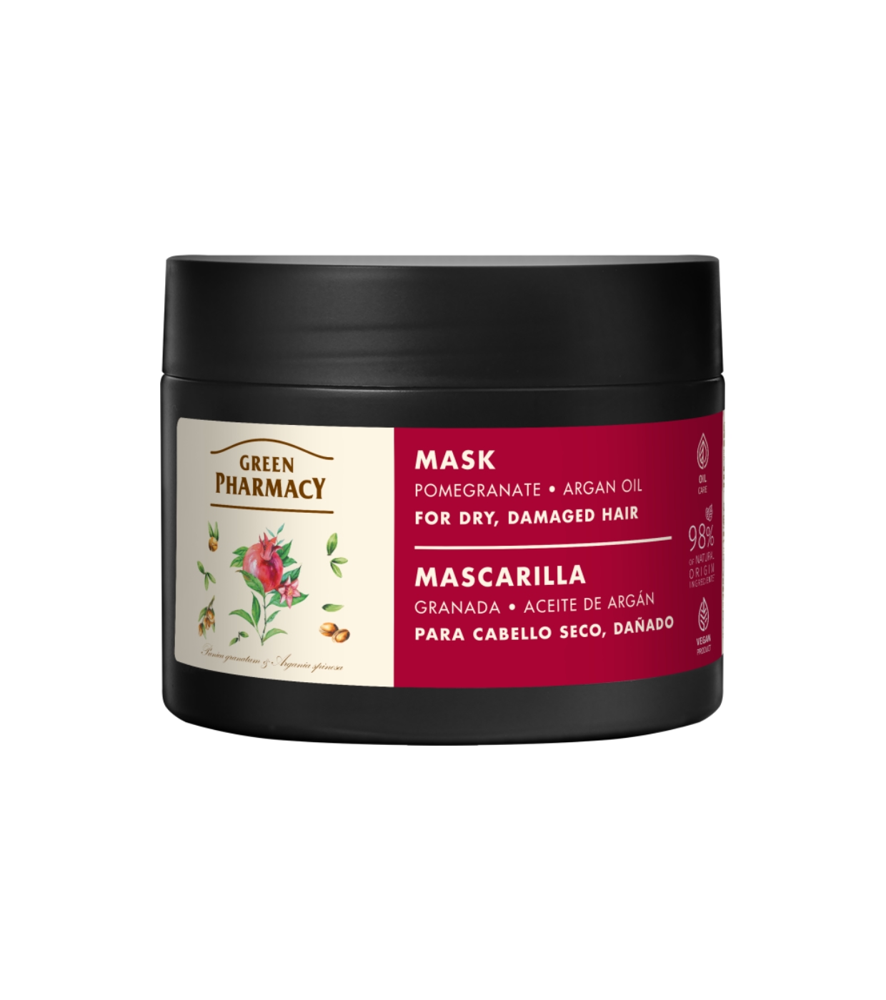 Green Pharmacy - Máscara para cabelos secos e danificados - Óleo de Romã e Argan
