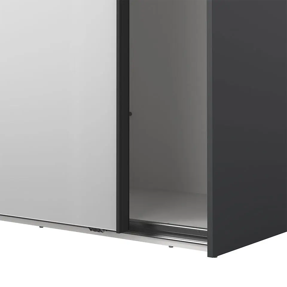 Hioshop Como schuifdeurkast 2 deuren met spiegel 245x220cm mat grijs