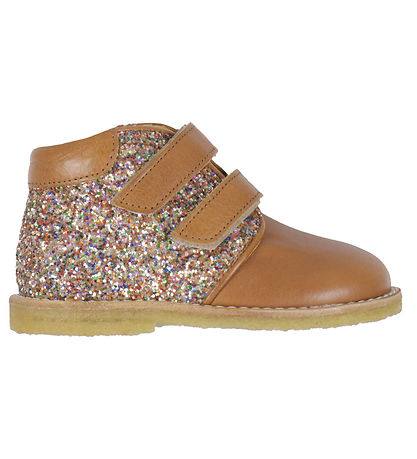 Angulus Lauflernschuh - Kognac/Multi Glitter
