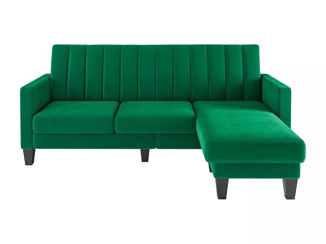 Canapé d'angle 210 CM, fauteuil d'angle réversible, convertible réversible, 3-4 places, Tissu velours à rayures verticales, Vert