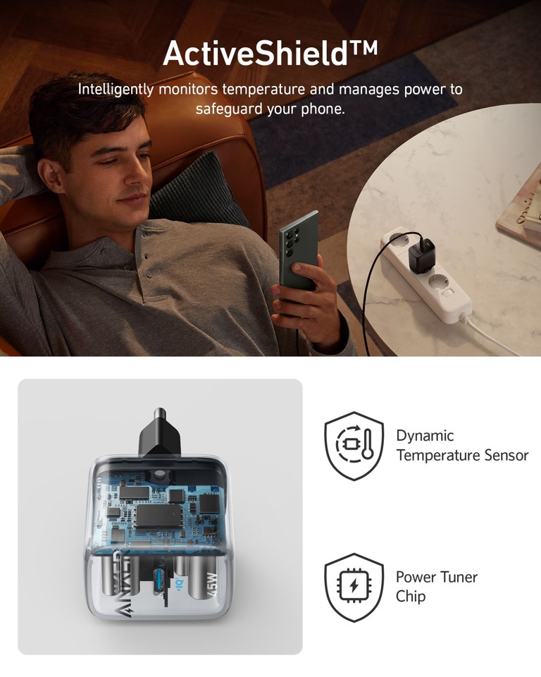 Anker - 313 Oplader 45W - Sort
