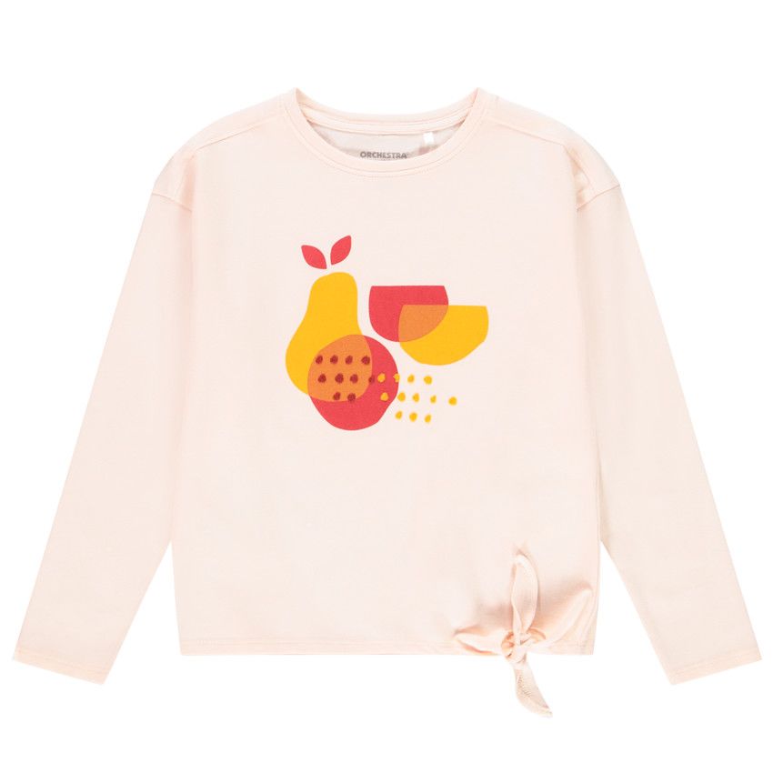 T-shirt manches longues print poires pour enfant fille - Ecru
