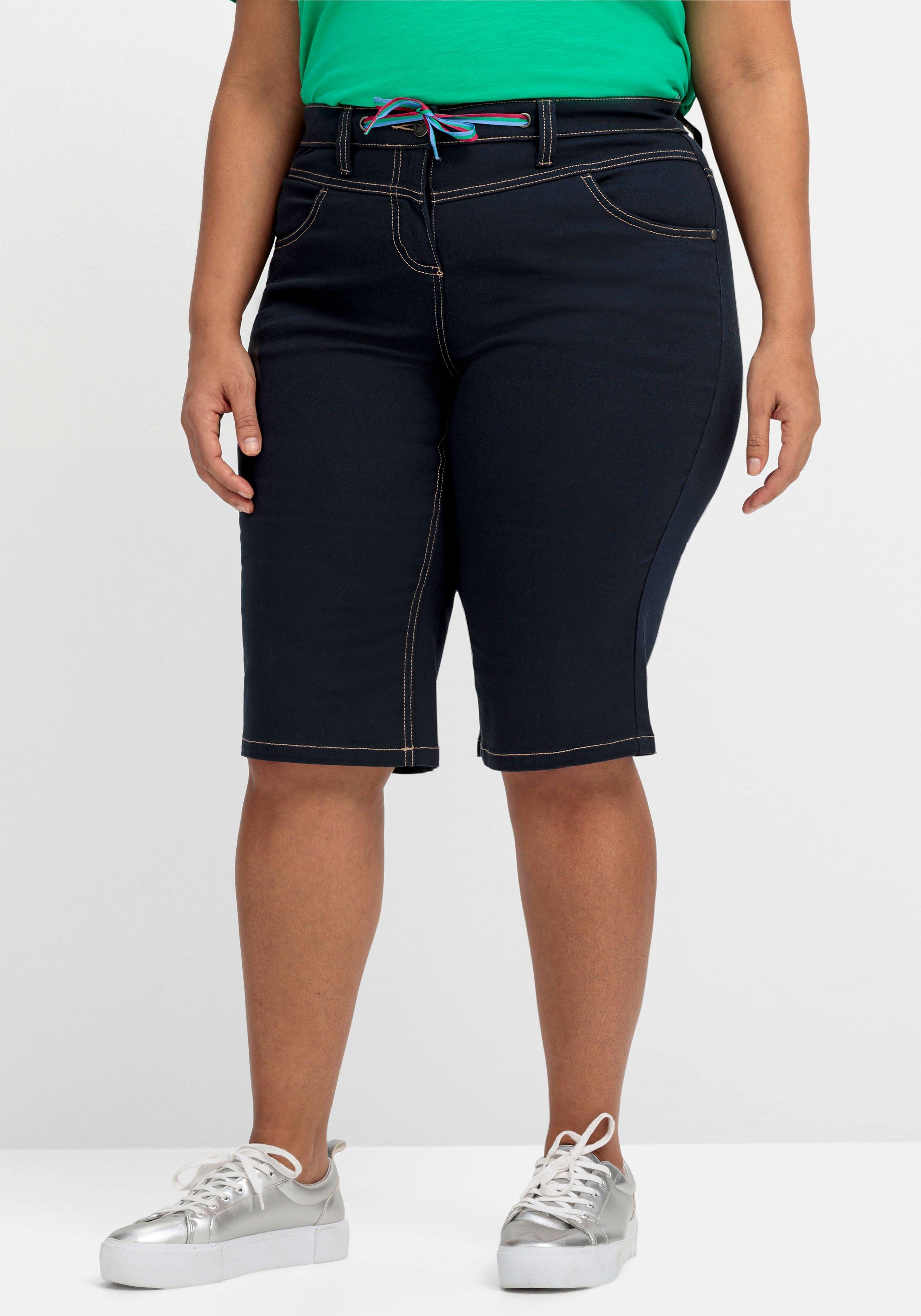 Twill-Bermudas mit kontrastfarbenem Bindebändchen