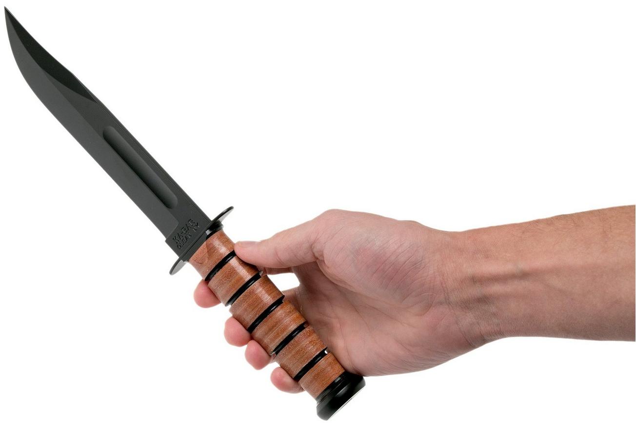 KA-BAR U.S. Army Knife 1220 vaststaand mes, lederen foedraal