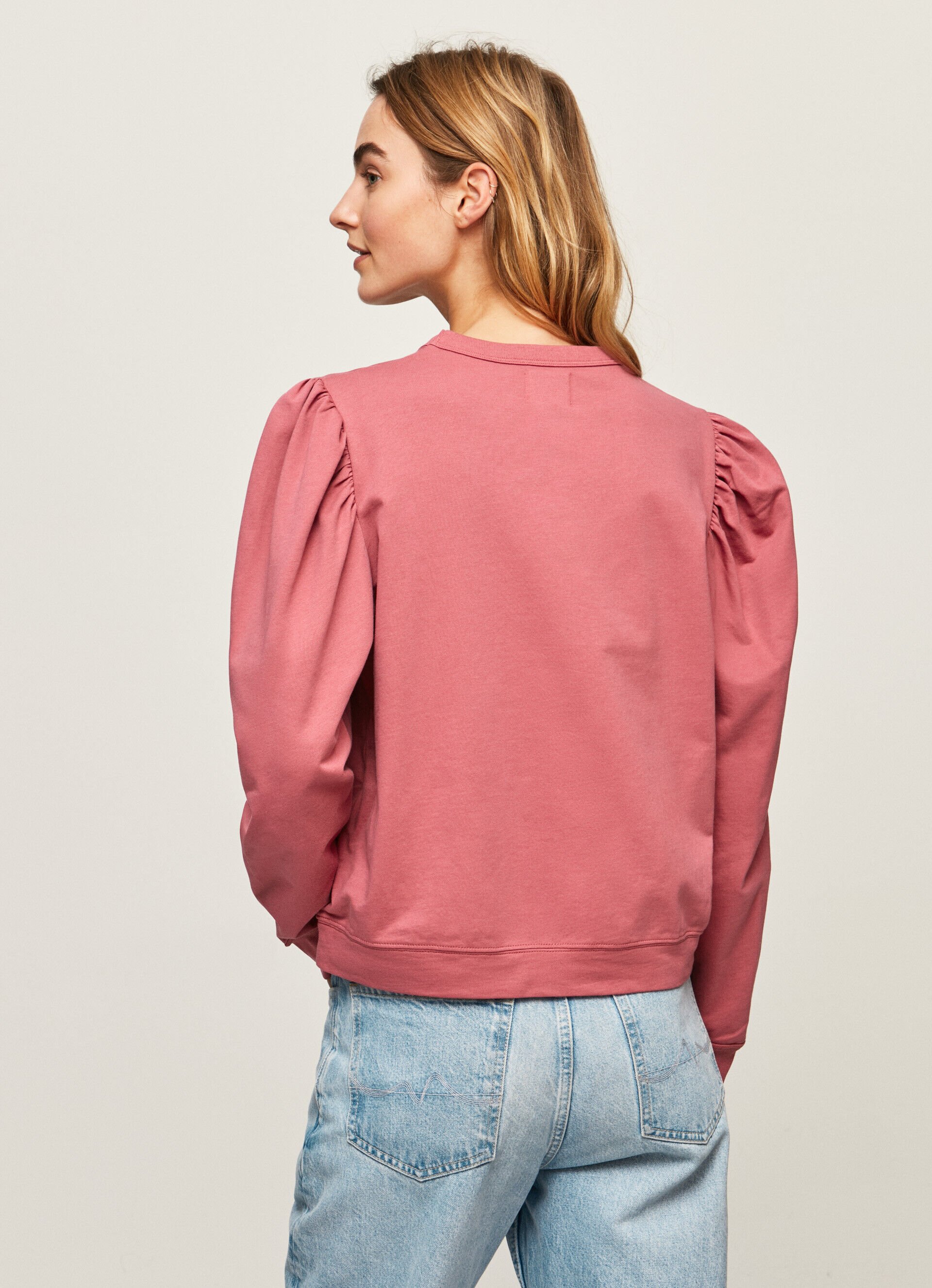 Moletom de algodão com logo bordado - rosa blush escuro