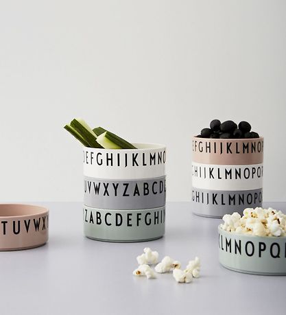 Design Letters Schüssel - 3er-Pack - Pink/Weiß/Grau m. Buchstabe