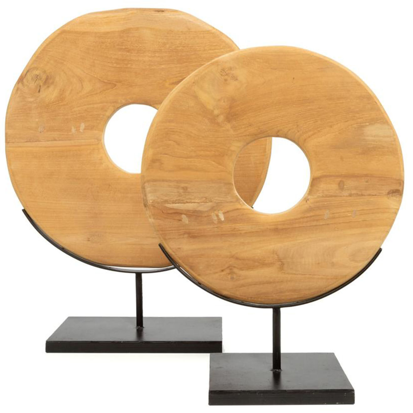 Bazar Bizar Disque en teak à poser L beige - 48x15x60 cm