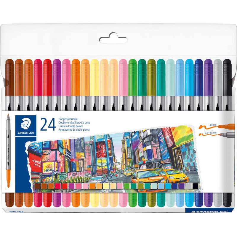 Pack de 20 feutres de coloriage double pointe Staedtler 3200 + 4 offerts