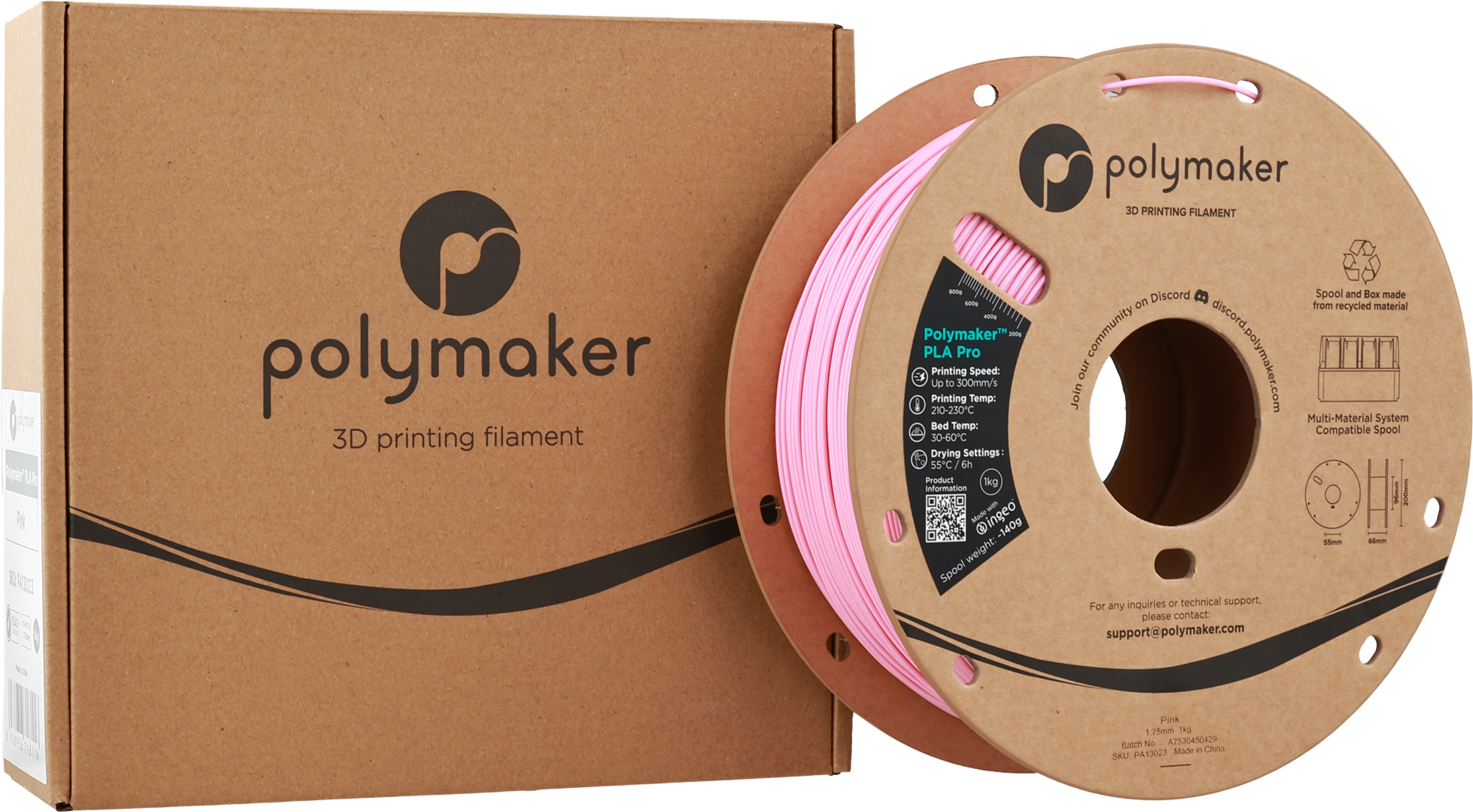 Polymaker  PLA Pro Pink, 1,75 mm / 1000 g    Neue, verbesserte Formulierung: Hochleistungs-High Speed-PLA in Pink
