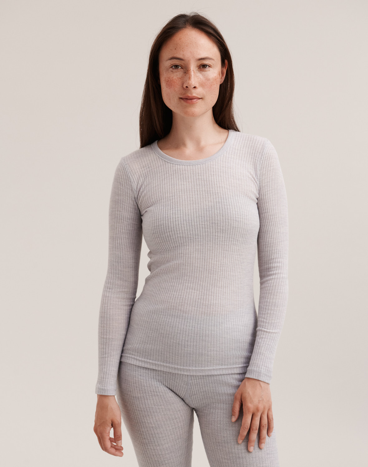 Shirt van merinowol voor dames in Lichtgrijs
