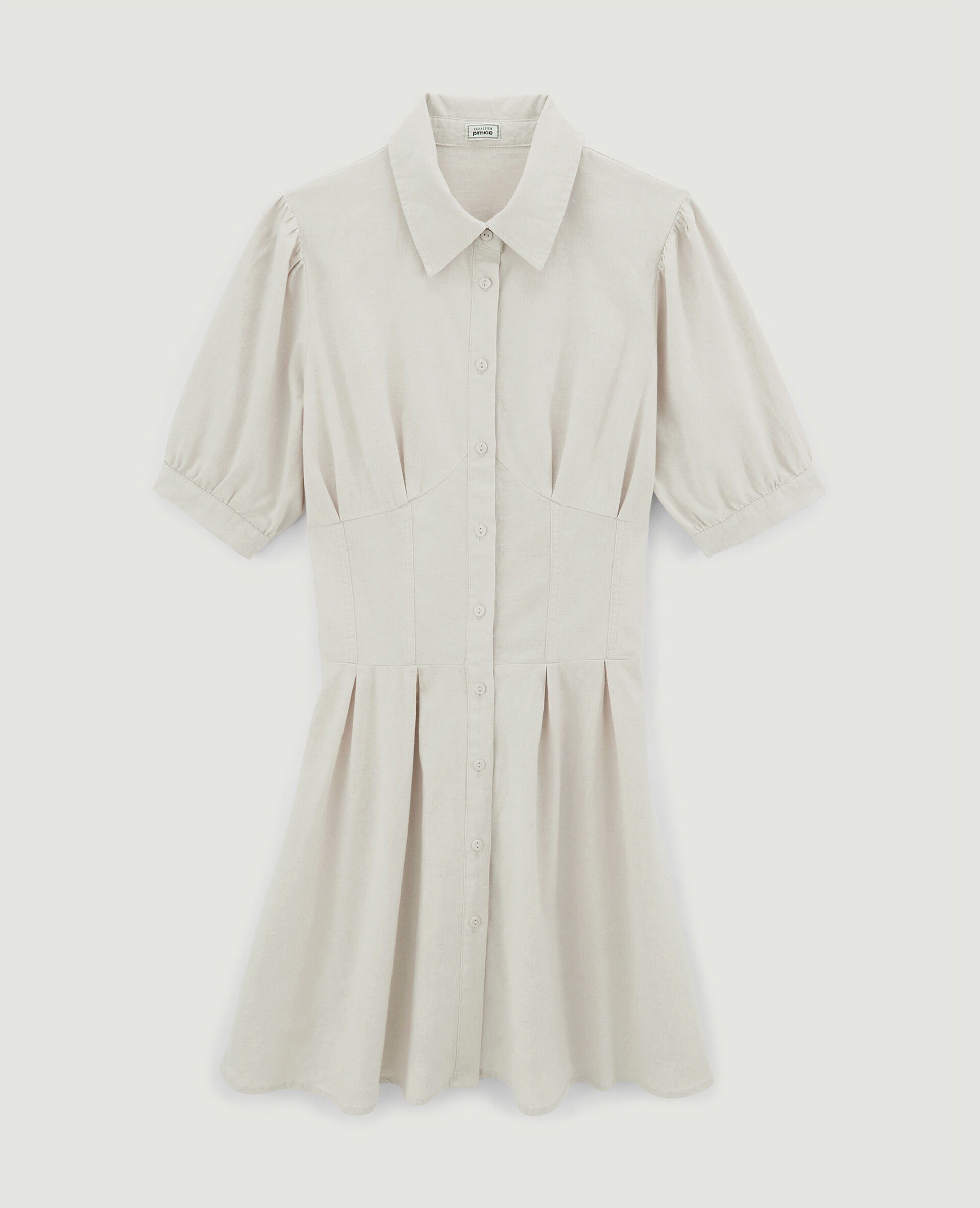 Robe cintrée et boutonnée avec lin - Sable