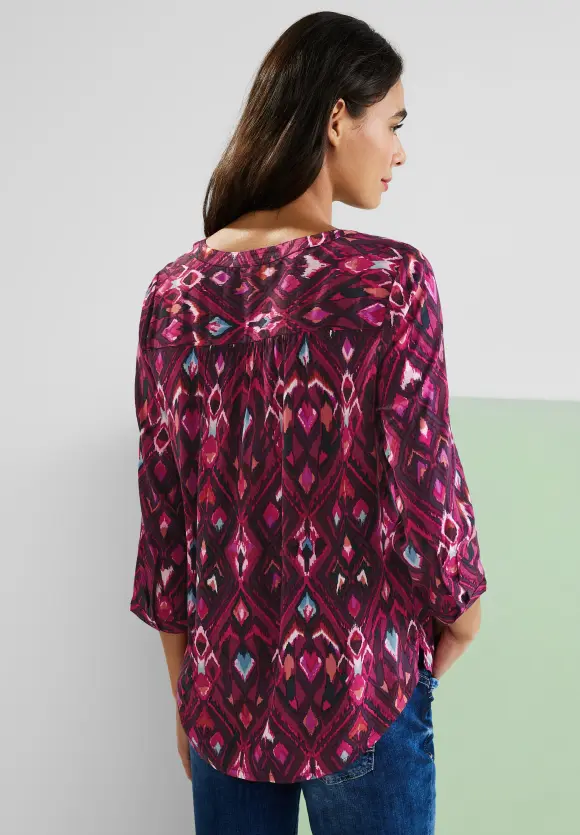 Ikat Bluse mit 3/4 Ärmel - tamed berry