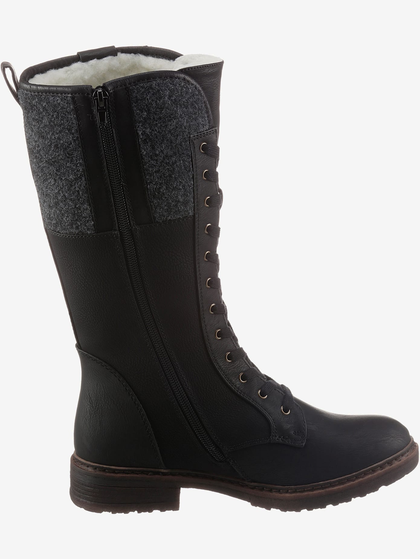 Bottes à lacets dessus imitation cuir et textile