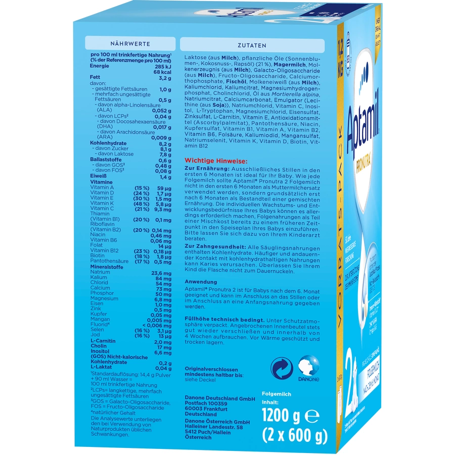 Aptamil Folgenahrung 2 Pronutra 1200 g ab 6 Monaten
