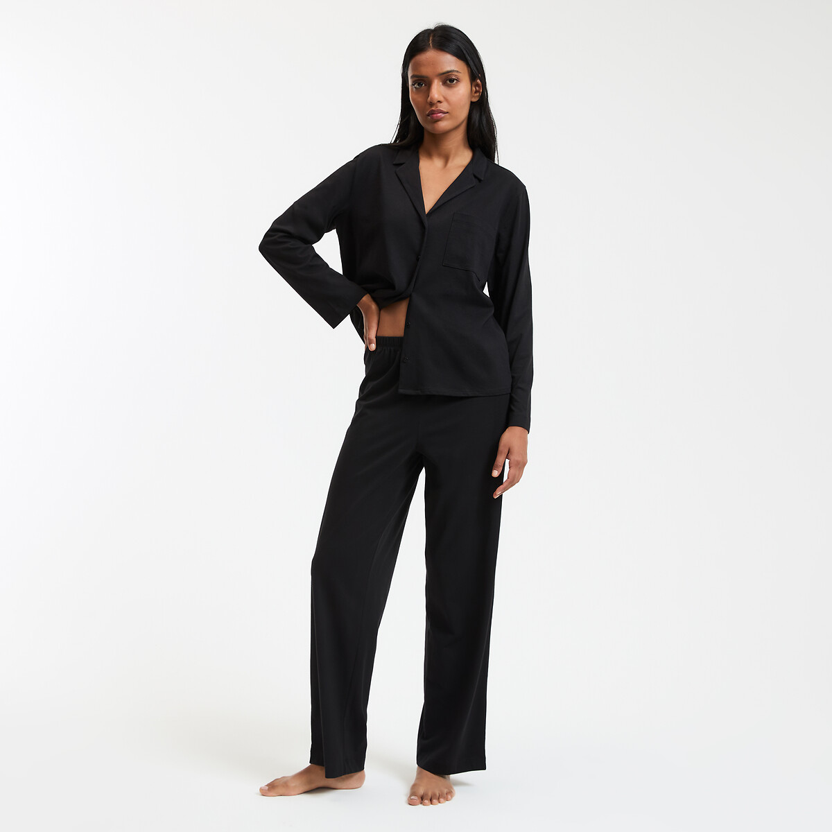 COLEÇÕES LA REDOUTE<br>Pijama de manga comprida em malha de algodão