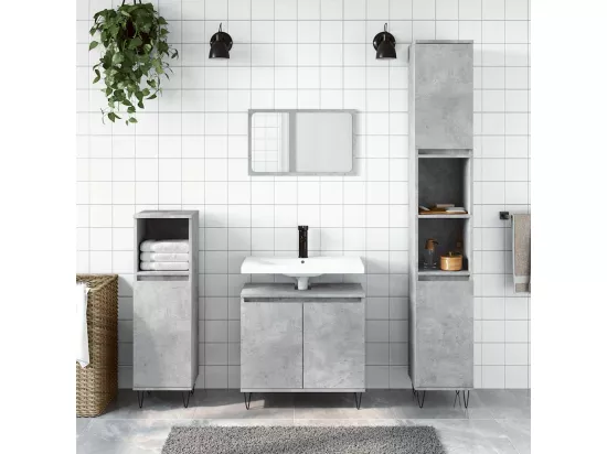 Armoire de bain gris béton 58x33x60 cm bois d'ingénierie
