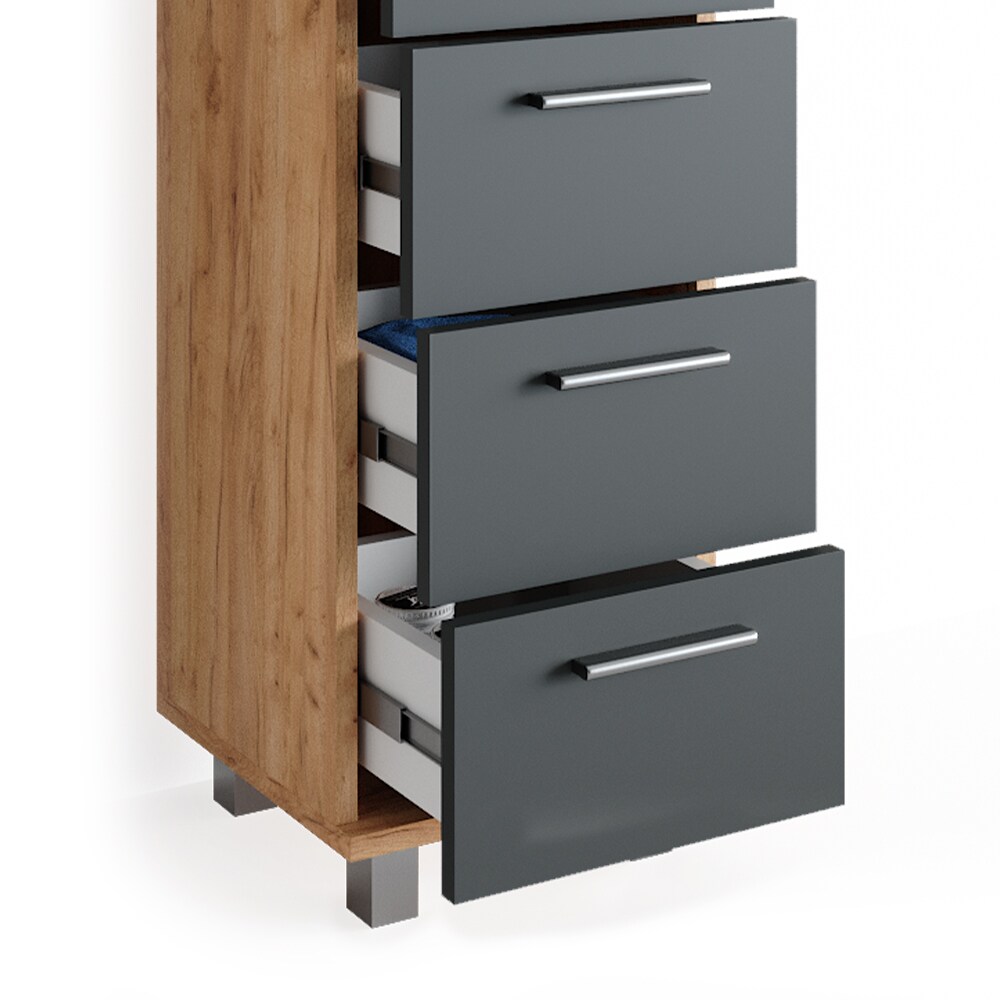 VICCO Badmöbel Set ILIAS Eiche Anthrazit Spiegel Kommode Unterschrank Badschrank
