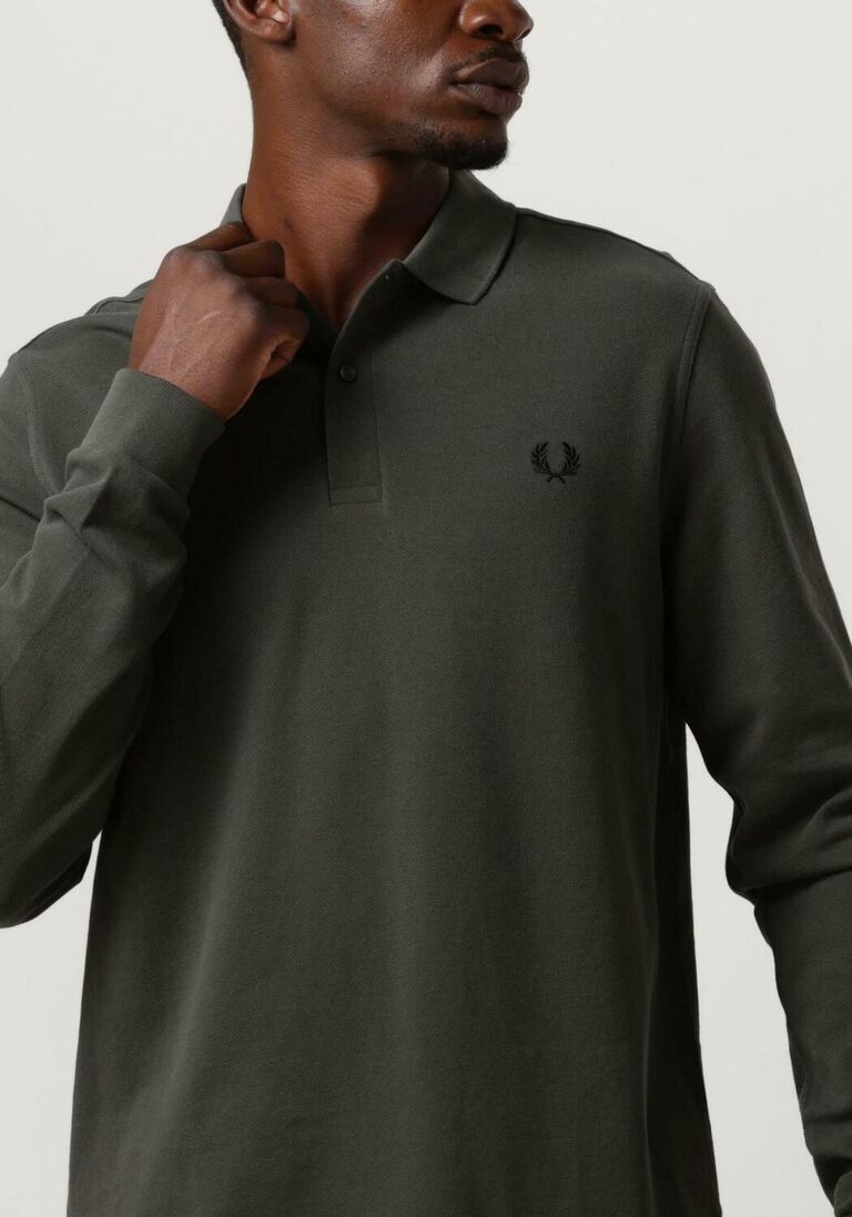FRED PERRY olijf fred perry polo long sleeve plain fred perry shirt