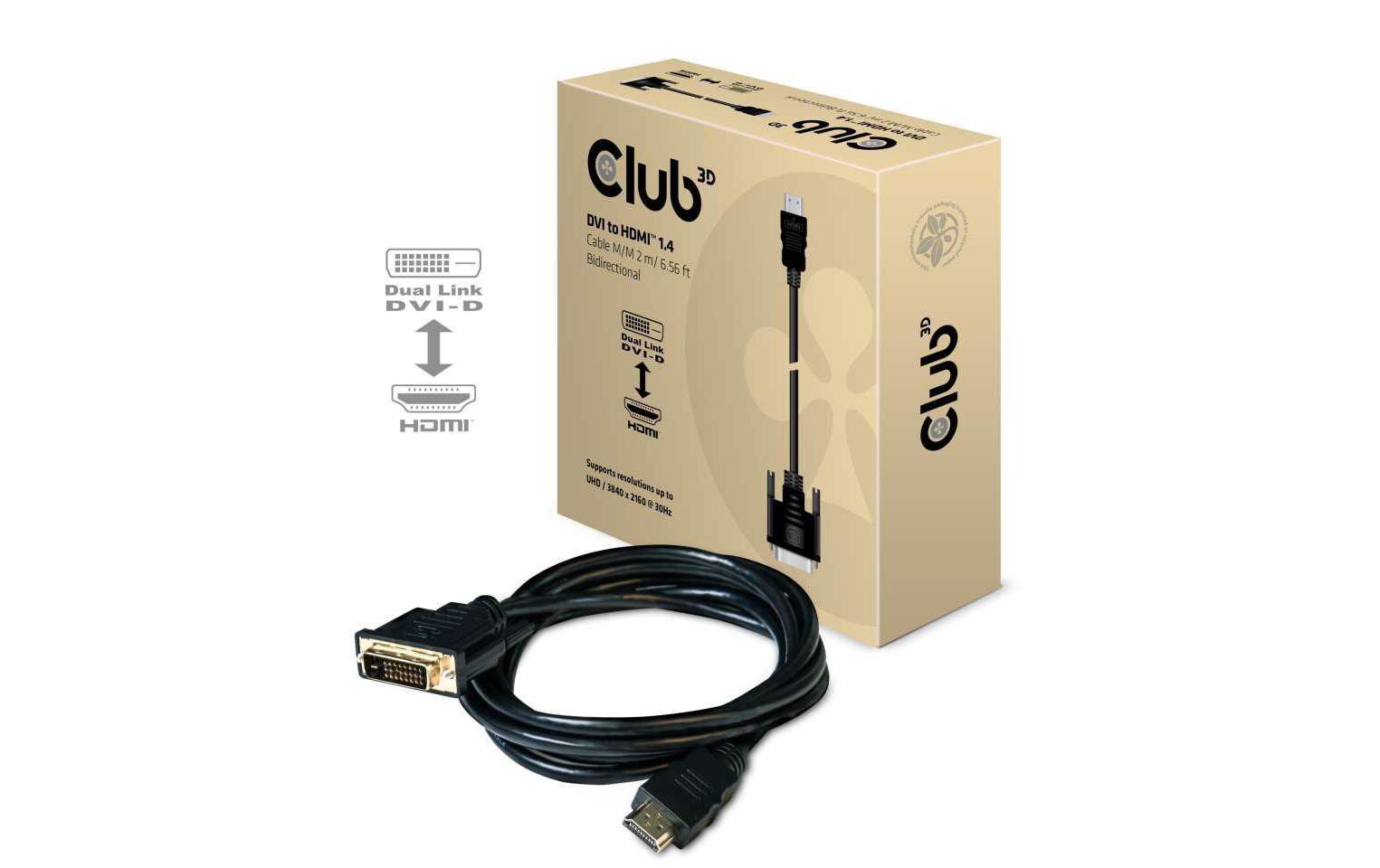 Kabel DVI-D – HDMI 1.4, 2 m, BidirektionalBidirektionales DVI auf HDMI Kabel