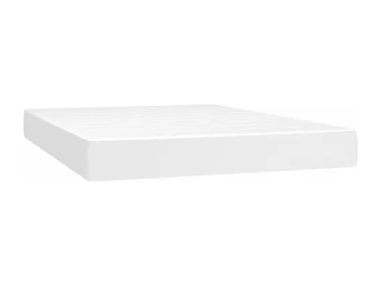 Sommier tapissier et matelas et LED Blanc 140x190 cm Similicuir