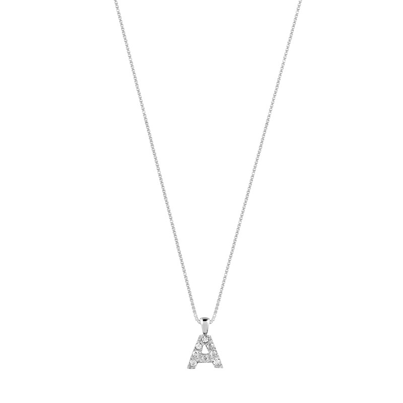 Collier argent 925 maille vénitienne initiale zirconia 42 cm