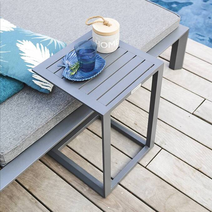 Table d'appoint de jardin carré EVASION Graphite