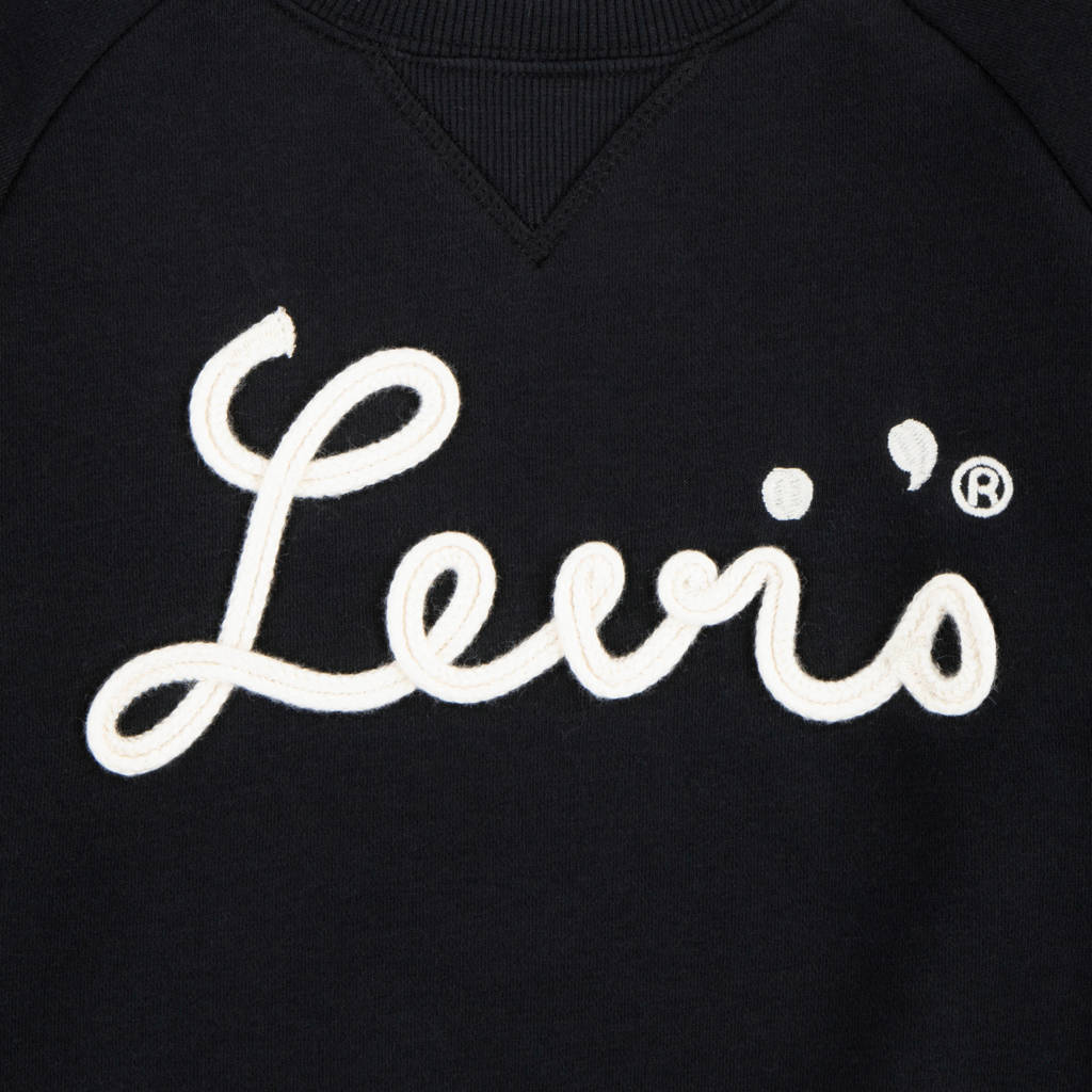Levi's sweater MIXED TEXTURES met tekst zwart