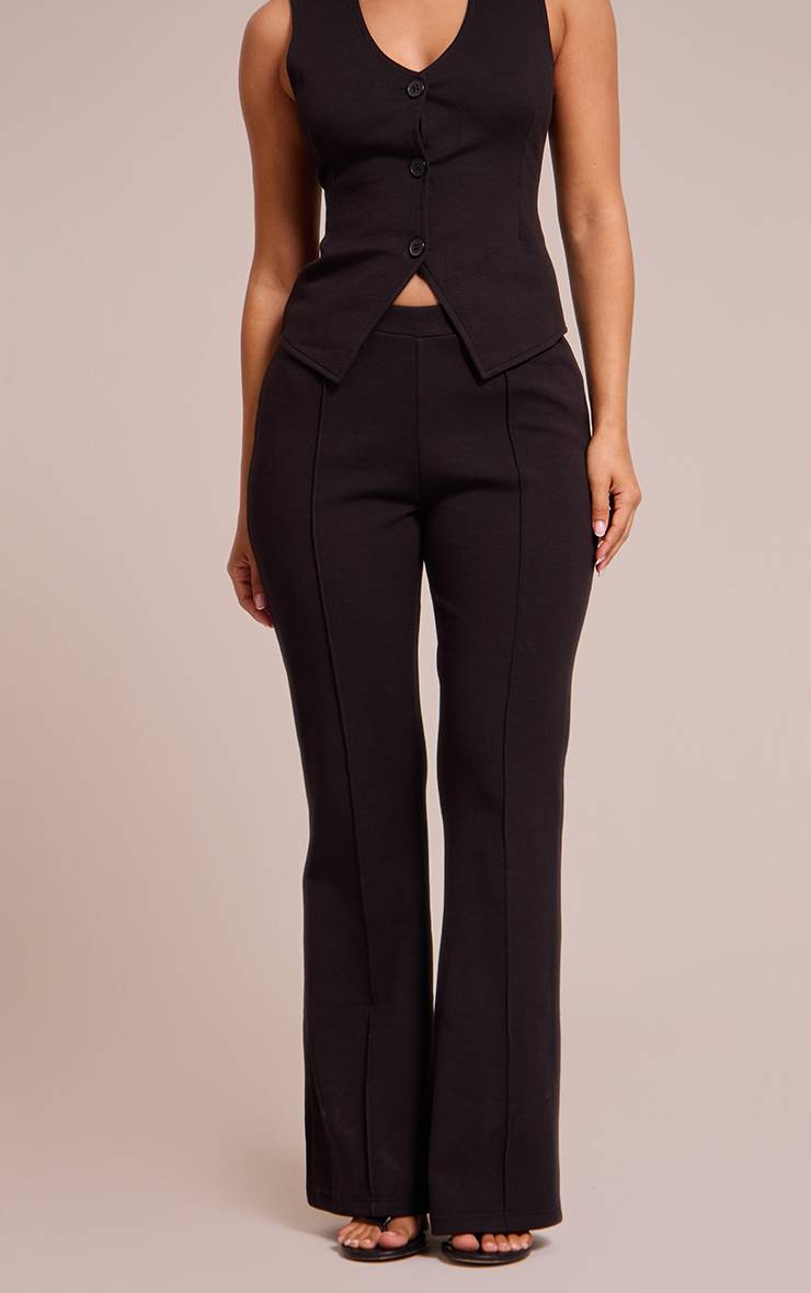 Noir Pantalon Évasé Petite Avec Détail De Couture Entrelacée