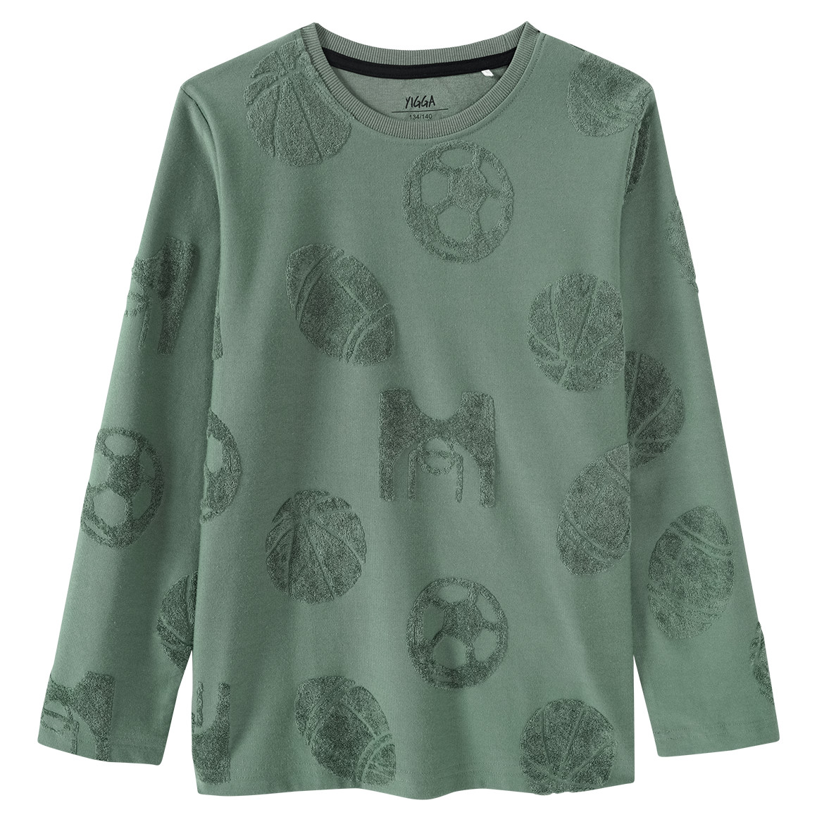 Yigga Jungen Schlafanzug mit Ball-Motiven dunkelgrün / schwarz