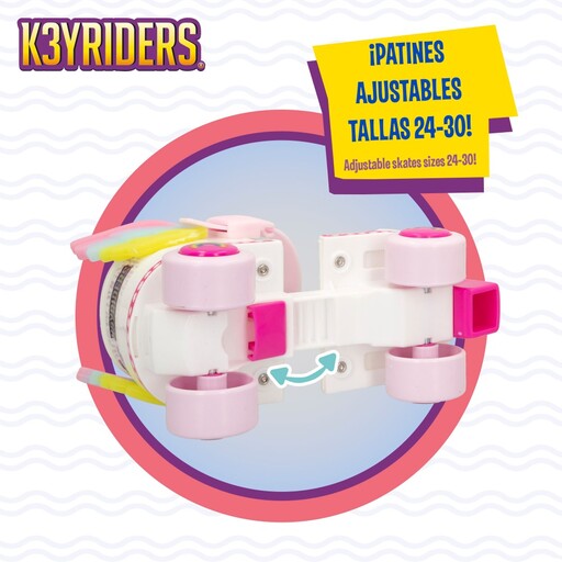 Kit de Patins de Rodas Unicórnio K3yriders com 4 Rodas