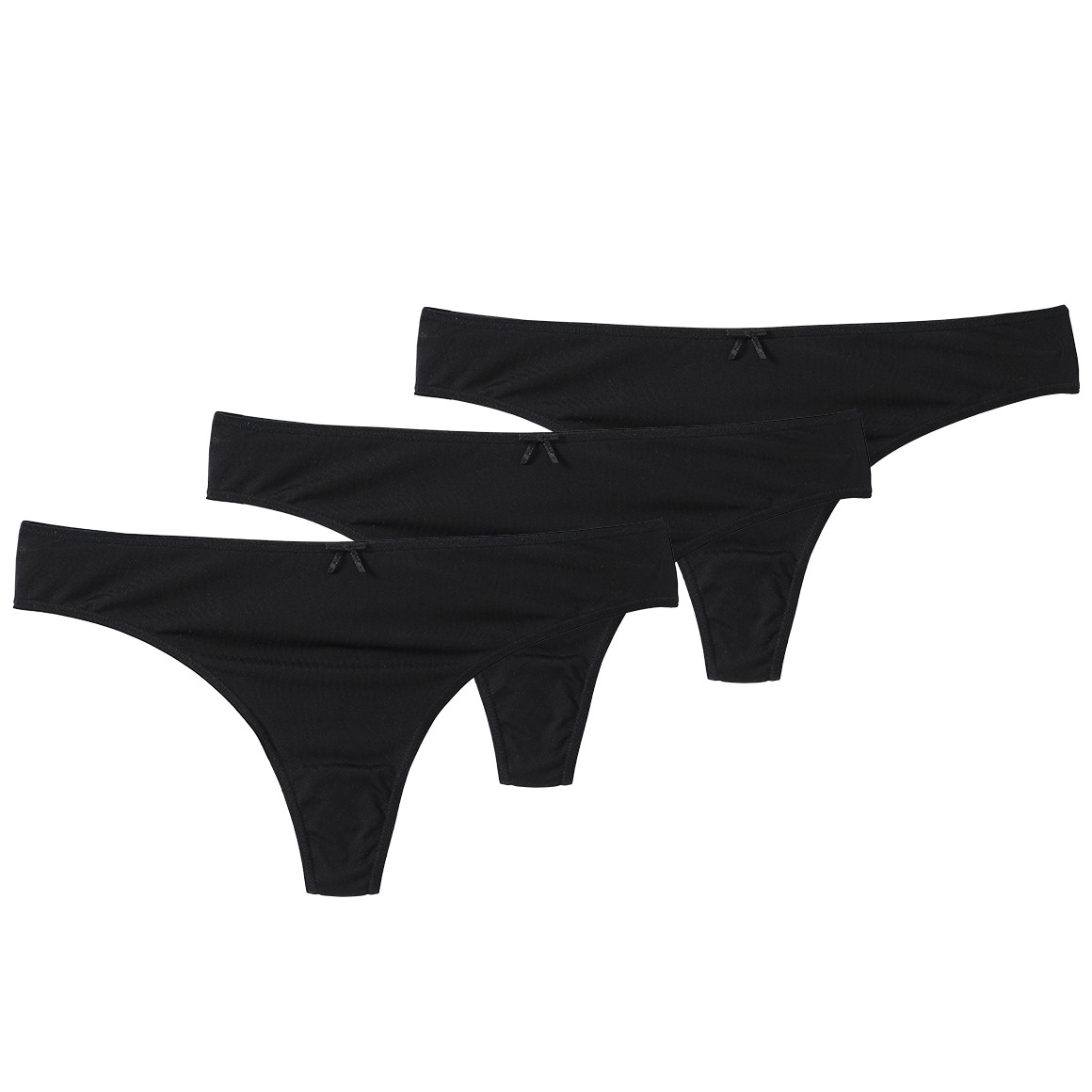 Gina Benotti 3 Damen Strings im Basic-Look schwarz