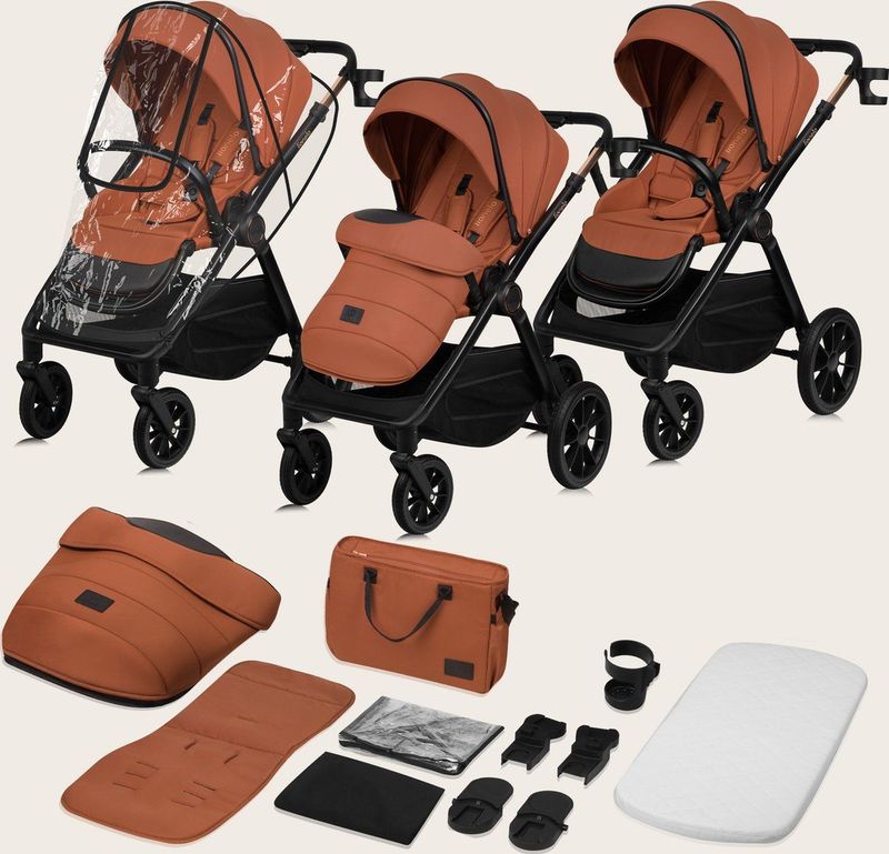 Lionelo Layla - Kinderwagen 3in1 - XXL SET - incl. i-Size autostoel - Grote Wielen - Voor Alle Soorten Terrein