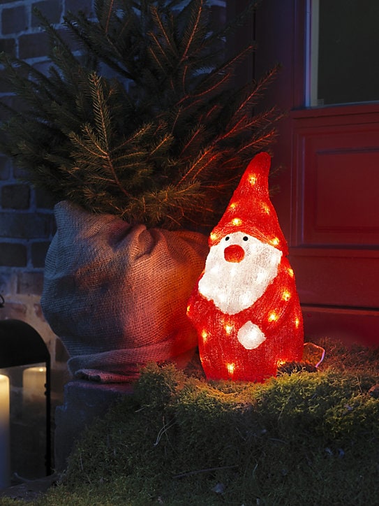 Père Noël Lumineux LED en acrylique 40 diodes 24W IP44 blanc chaud L.19 cm x H.38 cm