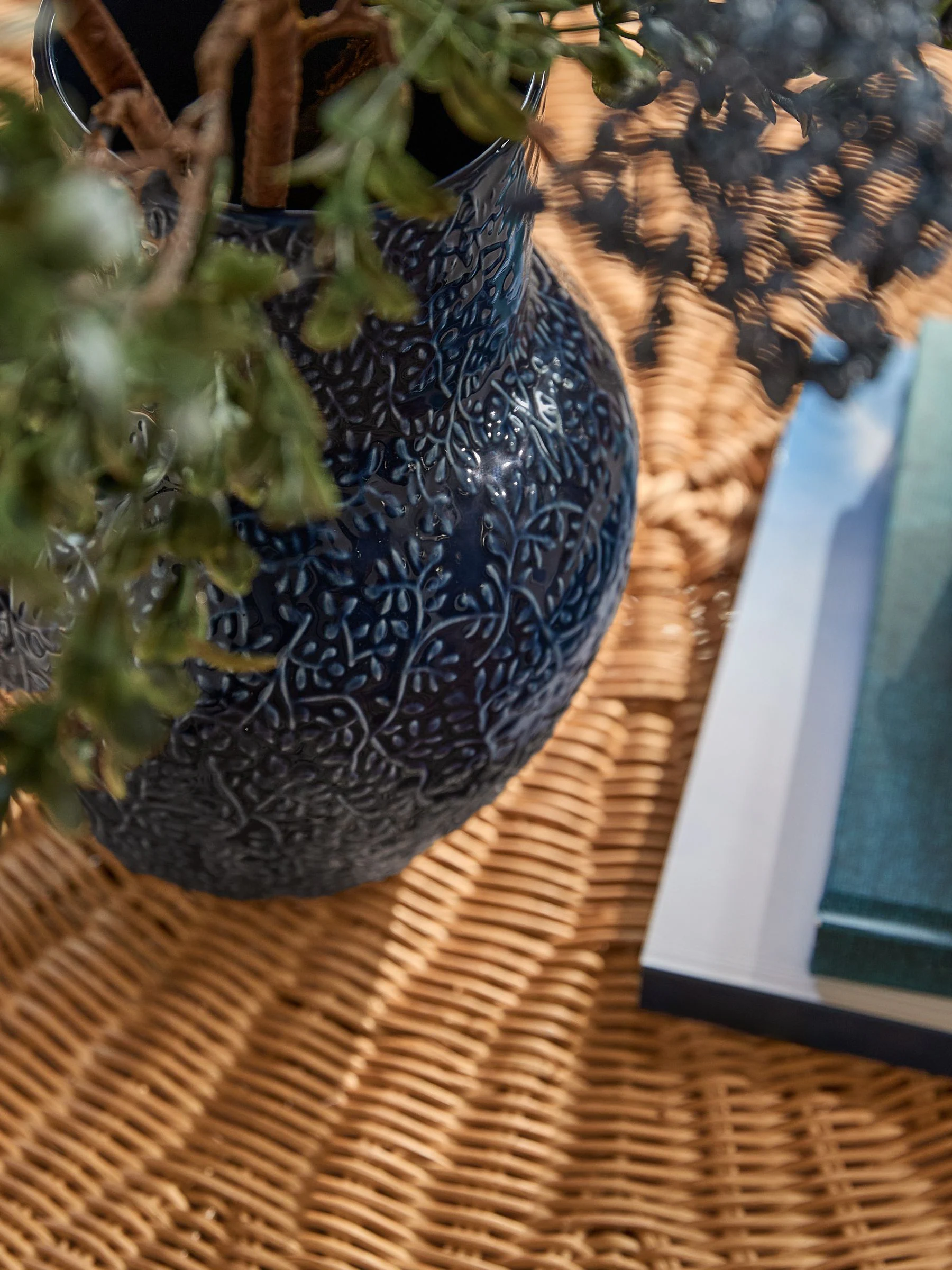 Ceramic Embossed Floral Vase