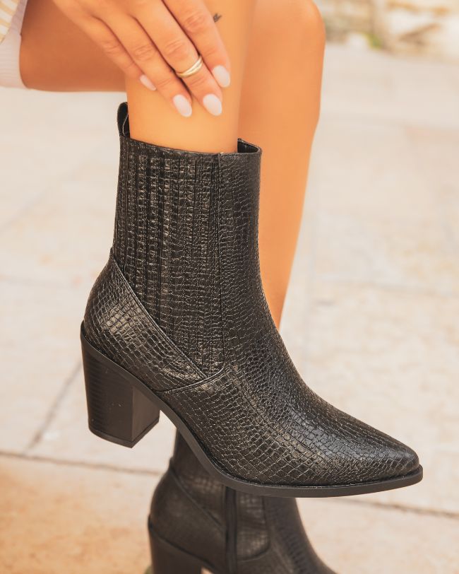 Bottines femme noires à talon - Charlize