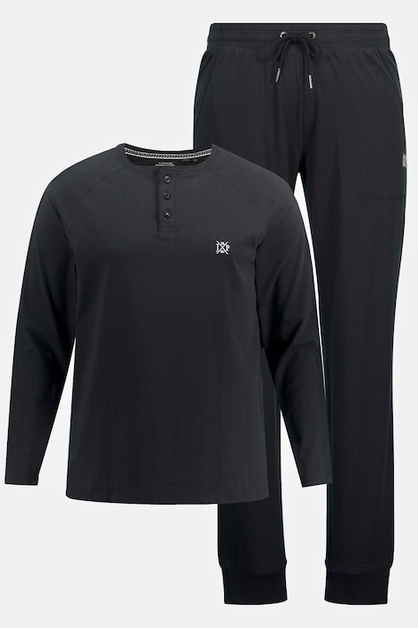 Schlafanzug, Henley, Langarm, lange Hose