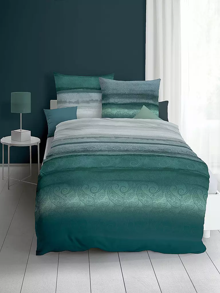 KAEPPEL Flanell Bettwäsche 70x90cm/140x200cm MARA Smaragd petrol
