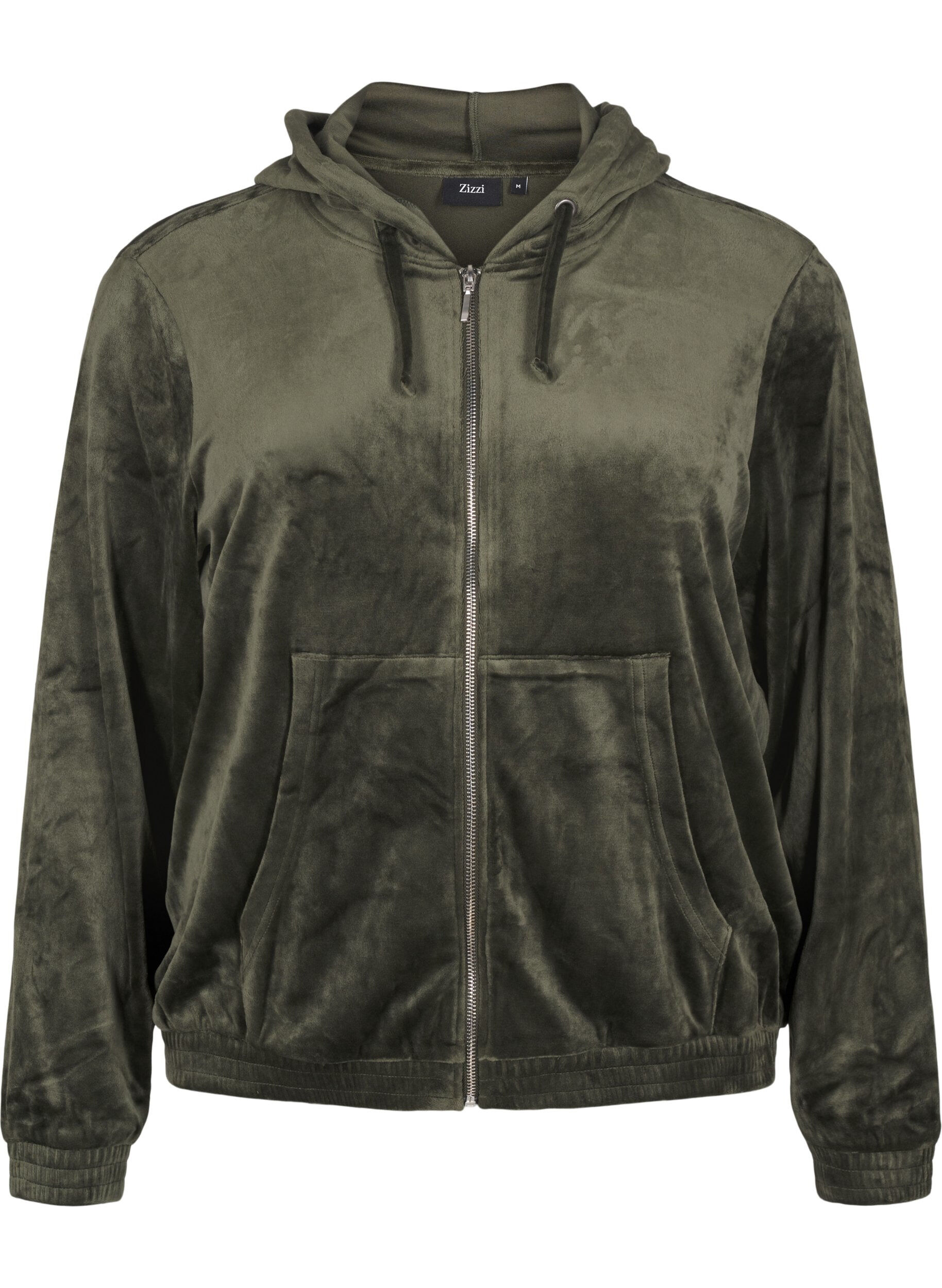Velour cardigan med hætte