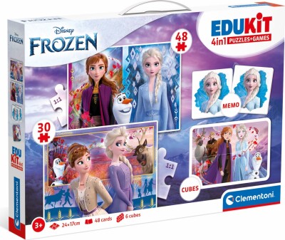 Frost Puslespil Og Vendespil - Disney - Edukit 4-I-1 - Clementoni - 3 År