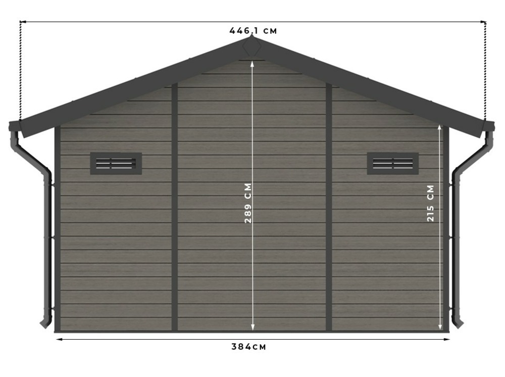 Abri de jardin bois composite braga - 16m2 gris - epaisseur des murs : 28 mm - aluminium - anti uv et intemperies