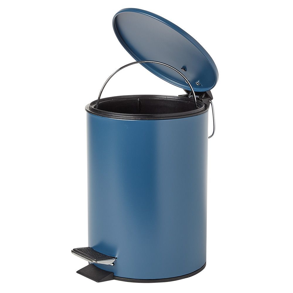 Poubelle salle de bain à pédale métal bleu 3L