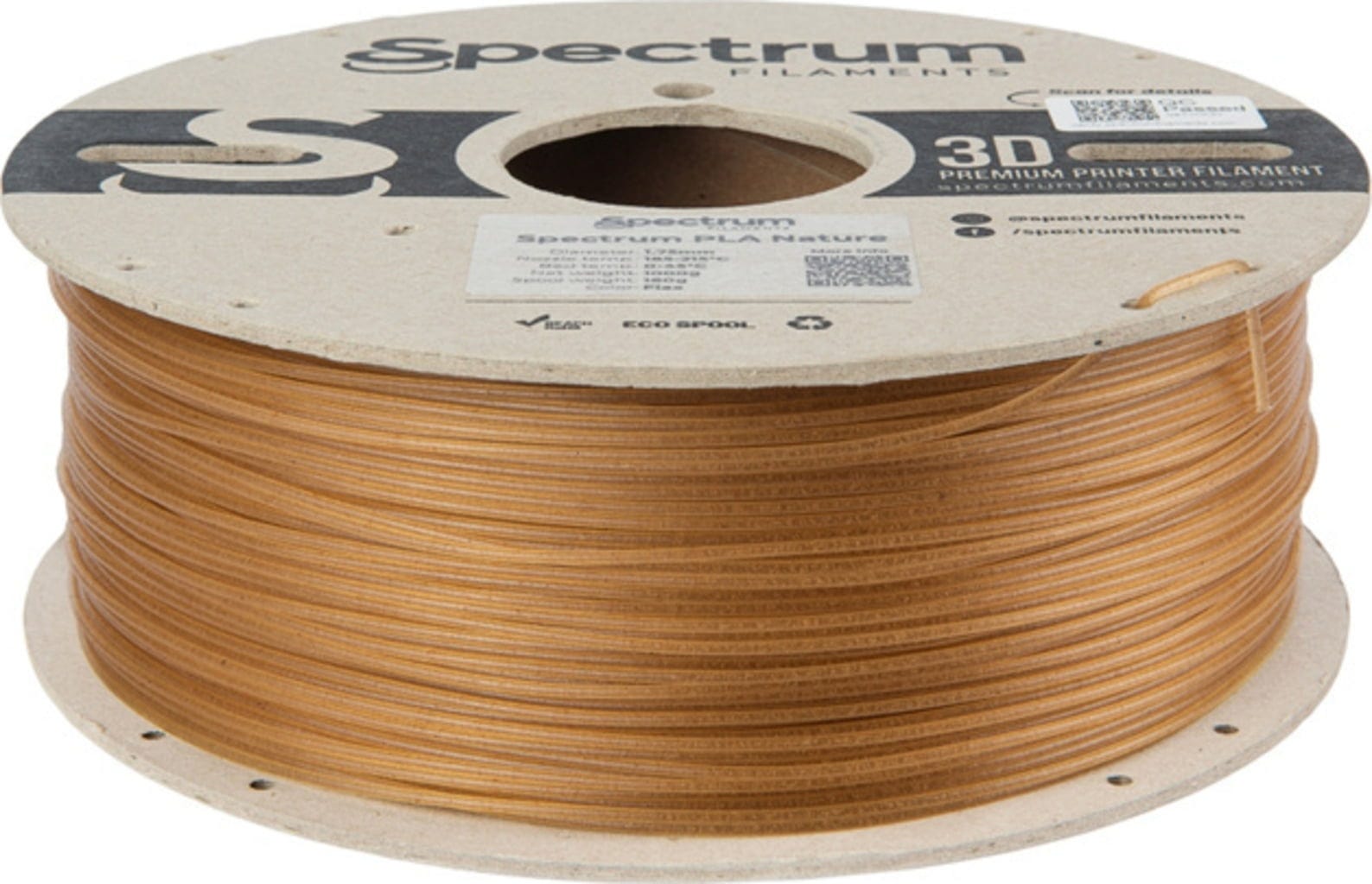 Spectrum  PLA Nature Flax, 1,75 mm / 1000 g    PLA-Filament mit natürlichen Bio-Füllstoffen in Flax