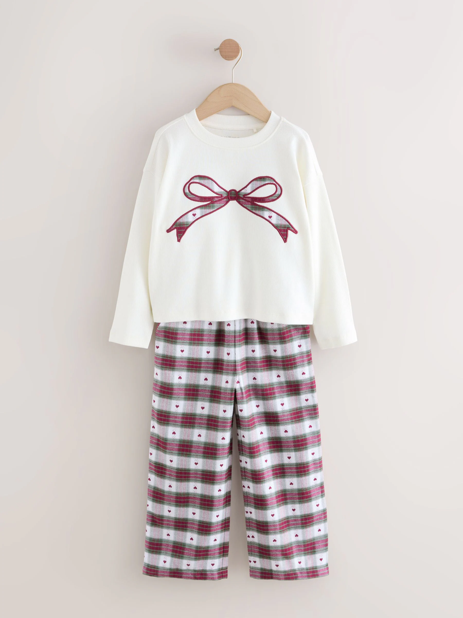 Rood/groene strikruit - Christmas Woven Bottom Pyjamas (2-16yrs)