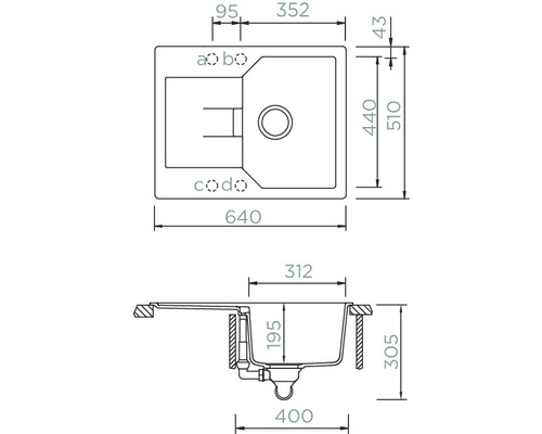 SCHOCK Manhattan D-100XS spoelbak, 640 x 510 mm, nero MAND100XSAGNE