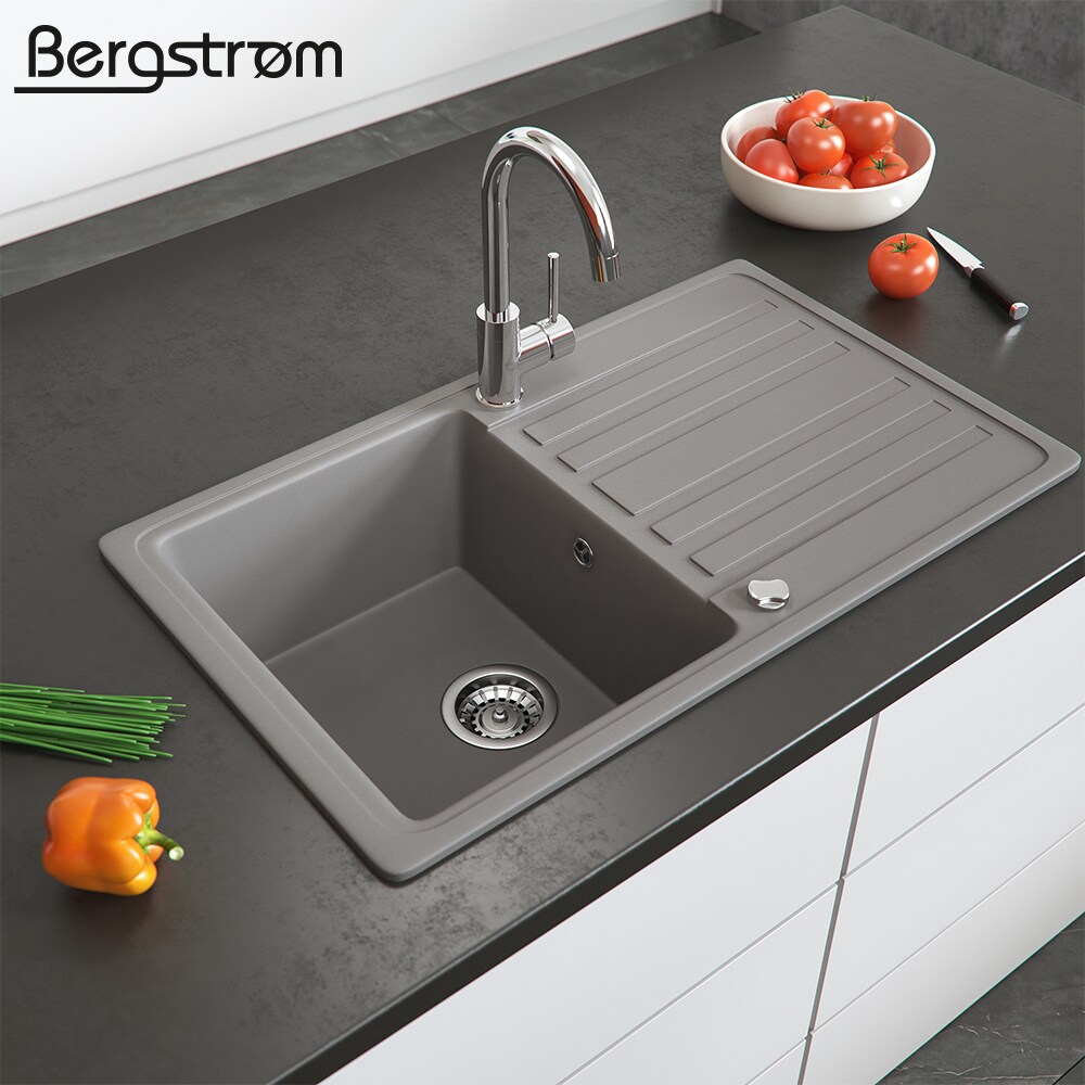 Bergström Granit Spüle Küchenspüle Einbauspüle Spülbecken 765x460mm Beton