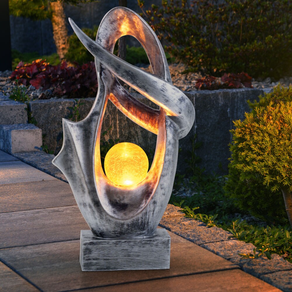 LED Solarleuchte, silber, Glas Crackle Design H 45 cm